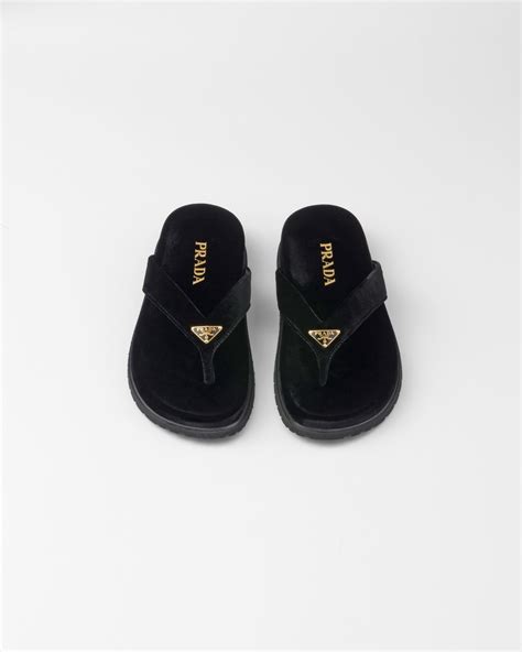 prada velvet flip flops